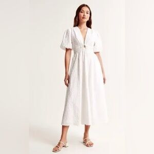 Abercrombie Tie front textured White Maxi Dress - Small NWT
